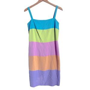 Vintage Silk Color Block Dress Size 4